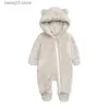 Combinaisons Automne et hiver bébé une pièce barboteuse bébé escalade vêtements épais chaud nouveau-né flanelle survêtement en peluche vêtements T230720