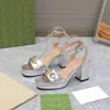 Designer Summer Platform Sandali con tacco alto GGsity Scarpe da donna in pelle Trapuntato Fibbia scorrevole Cinturino alla caviglia personalizzato Sandali gfvnfnv