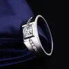 Fine Male 925 Sterling silver Cubic Zirconia Enagement Wedding Band Ring pour Hommes Bagues Bijoux Cadeau taille 6-12199o