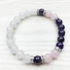 SN1029 Fashion Healing Amethyst Bracelet Wrist Mala Yoga Gift for Girls Natural Stone Jewelry Rose Quartz Snow Quartz Bracelet2801