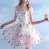 Robes de bal courtes rose fleur papillon imprimé mancherons filles robe de bal courte robe de soirée vestido curto taille personnalisée266q