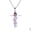 Pendentif Colliers Pierre De Cristal Naturel Irregar Puce Améthyste Fluorite Perles Collier Pour Femmes Bijoux Drop Delivery Pendentif Dhgarden Dhtlr