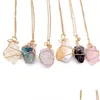 Pendant Necklaces Natural Crystal Quartz Healing Bead Gemstone Women Men Original Stone Style Party Club Jewelry Drop Delivery Pendan Dhxvf