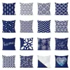 Kudde dekorativ kudde blå marin kudde täck 45 45 cm polyester geometriska dekorativa kuddar hem dekoration kast kudde236n
