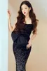 Abiti da cocktail con paillettes a sirena Boaycon Fiocco lucido senza spalline Abito vintage senza maniche Sexy Plus Size Ball Evening Prom Abiti celebrità 2023