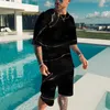 Herrspårar Summer Outdoor Tracksuits sätter Fashion 3D Stripe Tryckt Plus Size Beach Casual T-Shirts Shorts 2pcs Streetwear Clothes for Men 230720