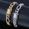 Hiphop European and American Jewelry Buckle Mens Miami Cuban Bracelet Inlaid Zircon Gold Hip Hop Iron Locks Style Bracelet219z