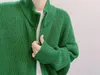 Maglioni da uomo Moda coreana Uomo invernale Maglione lavorato a maglia con cerniera High Street Cardigan oversize con collo alto alla moda verde allentato