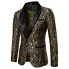 Herrenanzüge Blazer Schwarzer Jacquard Bronzing Floral Blazer Männer Luxusmarke Single Button Anzugjacke Hochzeit Party Bühne Kostüm Homme 2XL 230720