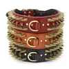 Dog Collars & Leashes 2'' Width Leather Collar Durable For Big Dogs Sharp Spikes Studded Medium Large Pet Pitbull German S310P