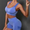 Women's Tracksuits Seamless Scrunch Yoga Set Women 2Pcs Two Piece Gym Set Crop Top Bra Shorts Zipper Sport suit Workout Outfit Fitness Wear Clothes J230720