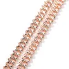 Hip Hop Baguette Montre Colliers Bracelet 12MM Glacé Pavé Strass Rose Miami Prong Chaîne Cubaine Pour Femmes Hommes Bijoux Chai248u