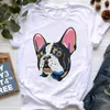 Sommar ny t-shirt kort ärm topp kvinnors mors dag serie Herding Dog Print Mönster Kort ärm