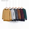 Hoodies Sweatshirts Spring Autumn Korean Boys Sweatshirt 4years-10years Big Boys Long Sleeve Tops Children Kids Stripe Base Shirt T230720