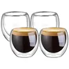 100% Nieuwe Merk Mode 4 Stuks 80Ml Dubbelwandige Geïsoleerde Espresso Cups Drinken Thee Latte Koffie Mokken Whiskey glazen Cups Drinkware212T