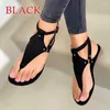 Sandals Black/Brown/Gold Women Summer Outdoor Beach Flip-flop Solid Gladiator Flats Casual Ladies Shoes