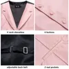 Men's Vests Hi-Tie Silk Waistcoat Tie Hanky Cufflinks Set Jacquard Western Sleeveless Jacket Vest Pink Purple Gold Blue Green Grey XXL