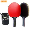 Tenis stołowy Raquets 2PCS rakieta profesjonalna 6 -gwiazdkowa ping pong set setsin gumowa wysoka jakość łopatki nietoperze z torbą op230719