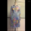 Ethnic Clothing Spring Design Shirt Dress Women Summer Royal Luxury Print Turn-down Collar A-line Africa OL Work Party Sweet Midi Vestidos