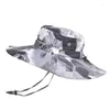 Boinas Hombres Protección solar Senderismo Gorra de pesca Estilo vaquero Verano Camuflaje Cubo Sombrero Plegable Al aire libre Sombrero de ala ancha Venta al por mayor