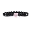 Beaded Lover Colorf Heart Stone 8Mm Black Beads Bracelet RVS Spacer Paar Vriendschap Sieraden Geschenken Boeddha Strand Drop Dhgarden Dhrty