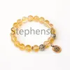 MG0653 2A Grade Citrine Lotus Bracelet Naturel Jaune Cristal Pierre Précieuse Chakra Lotus Charme Yoga Bracelet Nouveau Design Balance Mala Br2715