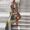 Men s Tracksuits Summer Printed Beach Suit Men Short Sleeved Single Breasted Cardigan Turn down Collar Shirt Lace up Mid Waist Pocket Shorts 230720