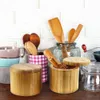 Bouteilles De Stockage Bocaux Cuisine Bambou Sel Naturel Ménage Bouteille À Épices Avec Couvercle Boîte De Rangement Accessoires De Cuisine Pot D'assaisonnement Bois 230720