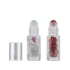 5ml Essential Oil Roller Bottles Glass Roll on Perfume Bottles with Crushed Natural Crystal Quartz Stone Crystal Roller Ball Silver Cap Eucp