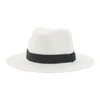 Breda randen hattar sommar män kvinnor mjuk halm panama fedora med band sunhats mössor utomhus strand resor