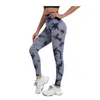 Aktiva byxor Kvinnor Krensar Buleglingar Tie Dye Hip Lift High midje Sports Sweatpants Tights For Jogging Running Yoga Yellow