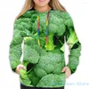 Herrtröjor herrar tröja för kvinnor roliga broccoli tryck casual hoodie streatwear