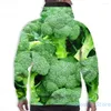 Herrtröjor herrar tröja för kvinnor roliga broccoli tryck casual hoodie streatwear