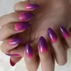 Faux ongles brillant Ombre violet rose moyen presse sur ongles paillettes faux couverture complète Stiletto Salons fête porter conseils pour les femmes