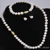 Whole 7-8MM White Akoya Cultured Pearl Necklace Bracelet Earring Set 18''308r