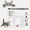 猫キャリアスマートペットドア4ウェイロックセキュリティロックABSプラスチックスイッチ犬フラップ方向小さなドアサプライズコントロールB9A1