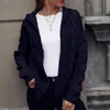 Sweats à capuche femme femme automne couleur unie mode aiguille épaisse pull à capuche manches longues confortable et ample jachère Lohas Time Cardigan