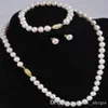 Whole 7-8MM White Akoya Cultured Pearl Necklace Bracelet Earring Set 18''308r