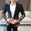 Fantazyjne kratę gradient menu men żółta czerwona sukienka ślubna 2020 Blazer Slim Fit Single Button Fashion Mase Kurtka Men2730