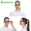 Sonnenbrillen SOOLALA 2023 Frauen Blaues Licht Blockierende Lesebrille Flache Oberseite Damen Computerrahmen Vergrößerungsbrille 0,5 1,0 2,0 bis 4,0