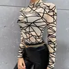 Women's T Shirts Slim Fit Mesh Flocking Medium High Collar Perspective Long Sleeve T-shirt Tight Bottom Top For Women