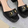 Ontwerper zomer platform hoge hakken sandalen GGsity dames lederen schoenen gewatteerde dia gesp aangepaste enkelbandje sandalen gfvnfnv