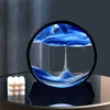 3D Moving Sand Art Picture Round Glass Deep Sea Sandscape Hourglass Quicksand Craft Flowing Sand Målning Kontor Heminredning gåva