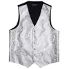 Mens Suits Blazers 5piece Designer Wedding Vest Silver Paisley Jacquard Folding Silk Midje Tie Chest Set Barry Wang Beauty 230720