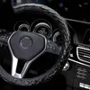 Steering Wheel Covers Diamond Car Rhombus Leather Cover Anti Slip Classic Black Styling Interior Accessories