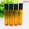 Hot Sale 1200 stcs/lot 10 ml Amber Glass Roll op fles met roestvrijstalen rollerbal Essentiële oliën Bruine parfumflessen Dhl Gratis Shi Dirm