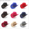 قبعات الكرة الصوف النسائي Western Cowboy Hat نساء شتاء الخريف الجاز رعاة البقر قبعة Cloche Sombrero قبعة 2 كبيرة الحجم Z230720