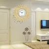 Wall Clocks Modern Home Decor Black & White Big Clock Brilliant Iron Hanging Watch Metal Frame Rhinestone 70 Single Face Quartz Mute Needles