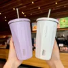 Tumblers Tyeso 600 мл алмазной кофейная чашка вакуумная сталь из нержавеющей стали Держите холодную и ценность кружки автомобиль с соломенной термос 230720