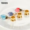 TBOSEN Tampões para os ouvidos pendentes Túneis de piercing Brincos de cristal Brinco de parafuso de aço Medidores Expansor Presente de moda feminina 2PC255s